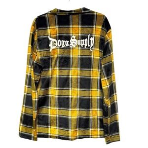 Dogg Supply‎ Plaid Velour Shirt Mens XL Street Style Hip Hop Heritage Y2K Lounge